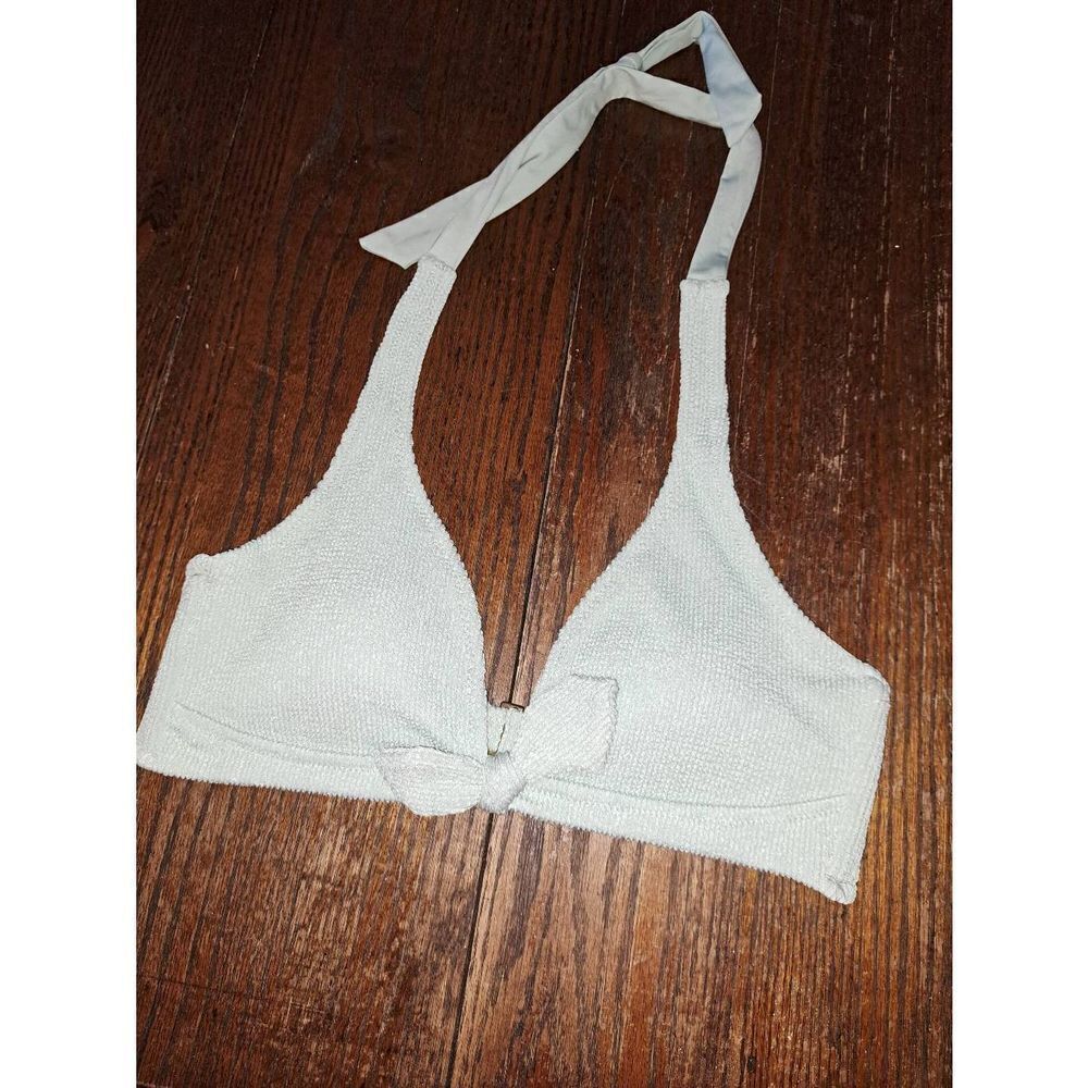 Large Blue Green Kona Sol Halter Tie Padded Bikini Swimsuit Bathing Suit Top